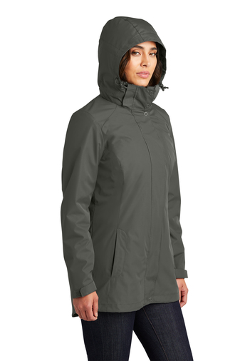 23095-StormGrey-4-L123StormGreyModelHood-337W L123 Port Authority® Women's All-Weather 3-in-1 Jacket