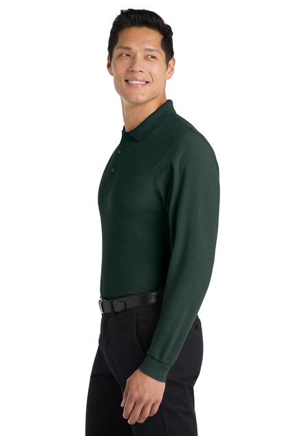 424Wx635H-1557-DarkGreen-4-K500LSDarkGreenModelSide2 K500LS Port Authority® Silk Touch™ Long Sleeve Polo