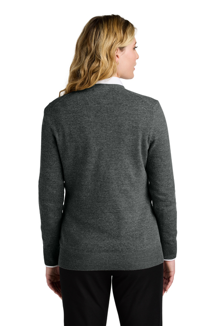 424Wx635H-47083-CharcoalHt-2-LSW2850CharcoalHtModelBack LSW2850 Port Authority® Women’s Easy Care V-Neck Sweater